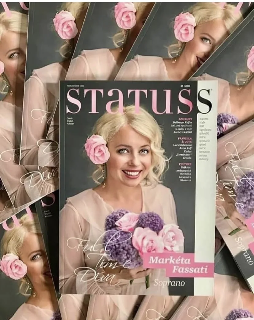 Obálka magazínu Status s Markétou Fassati a květinami AB Flowers